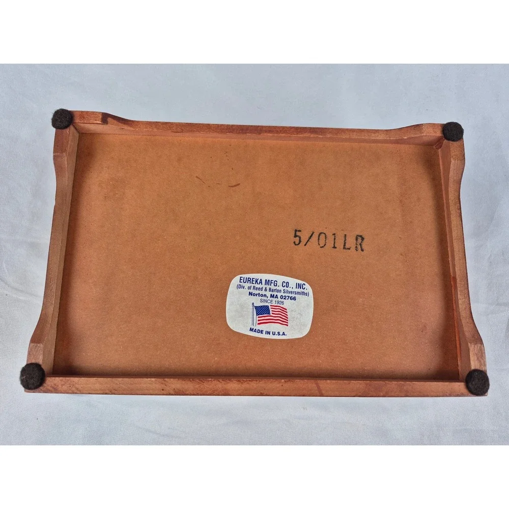 Eureka Reed & Barton Mahogany Jewelry Box Lift-Out Tray Made USA Velvet Lined